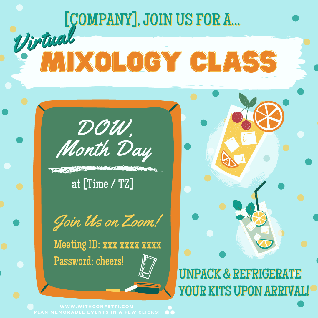 Virtual Mixology Class Event Invitation Confetti 🎉